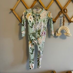 Posh Peanut Floral Kids One Piece - Mint and White